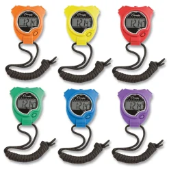 Champion Sports Accurate to 1/100 Second Water-Resistant Stopwatch - Assorted Colors (6/Box)