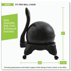 Champion Sports Fitpro Ball Chair, Supports Up To 200 Lb, Gray