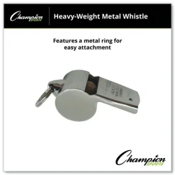 Champion Sports Heavy Weight Metal Sports Whistle - Silver (1 Dozen)