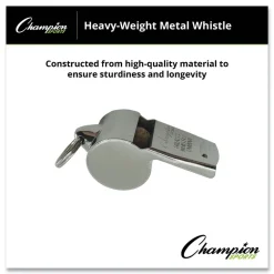Champion Sports Heavy Weight Metal Sports Whistle - Silver (1 Dozen)
