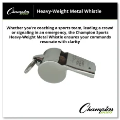 Champion Sports Heavy Weight Metal Sports Whistle - Silver (1 Dozen)