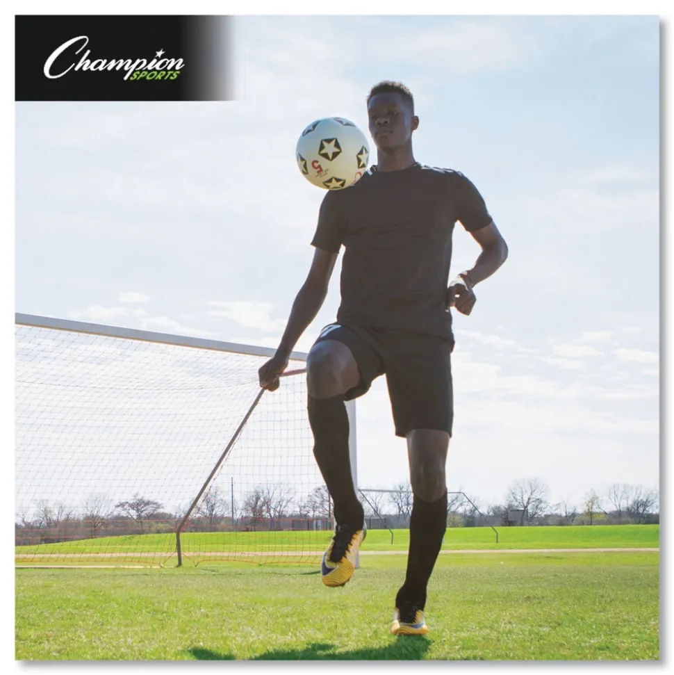 Champion Sports No. 5 Size Rubber Sports Ball For Soccer - White/Black