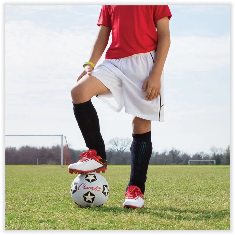 Champion Sports No. 3 Size Soccer Rubber Sports Ball - White/Black