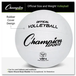 Champion Sports Official Size Rubber Volleyball - White