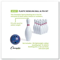 Champion Sports Plastic/Rubber Bowling Set - White (1 Set)