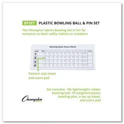 Champion Sports Plastic/Rubber Bowling Set - White (1 Set)