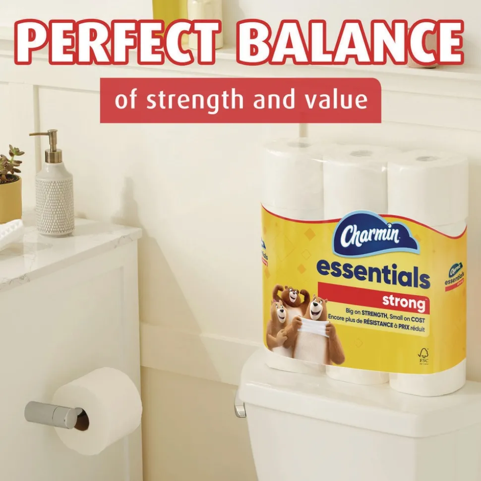 Charmin Essentials Strong 1-Ply Septic Safe Bathroom Tissue - White (4/Carton)
