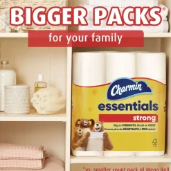 Charmin Essentials Strong 1-Ply Septic Safe Bathroom Tissue - White (4/Carton)