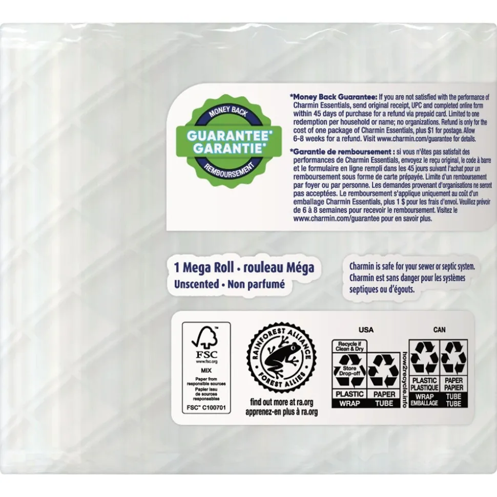 Charmin Essentials Strong 1-Ply Septic Safe Bathroom Tissue - White (36/Carton)