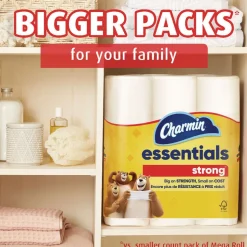 Charmin Essentials Strong 1-Ply Septic Safe Bathroom Tissue - White (36/Carton)