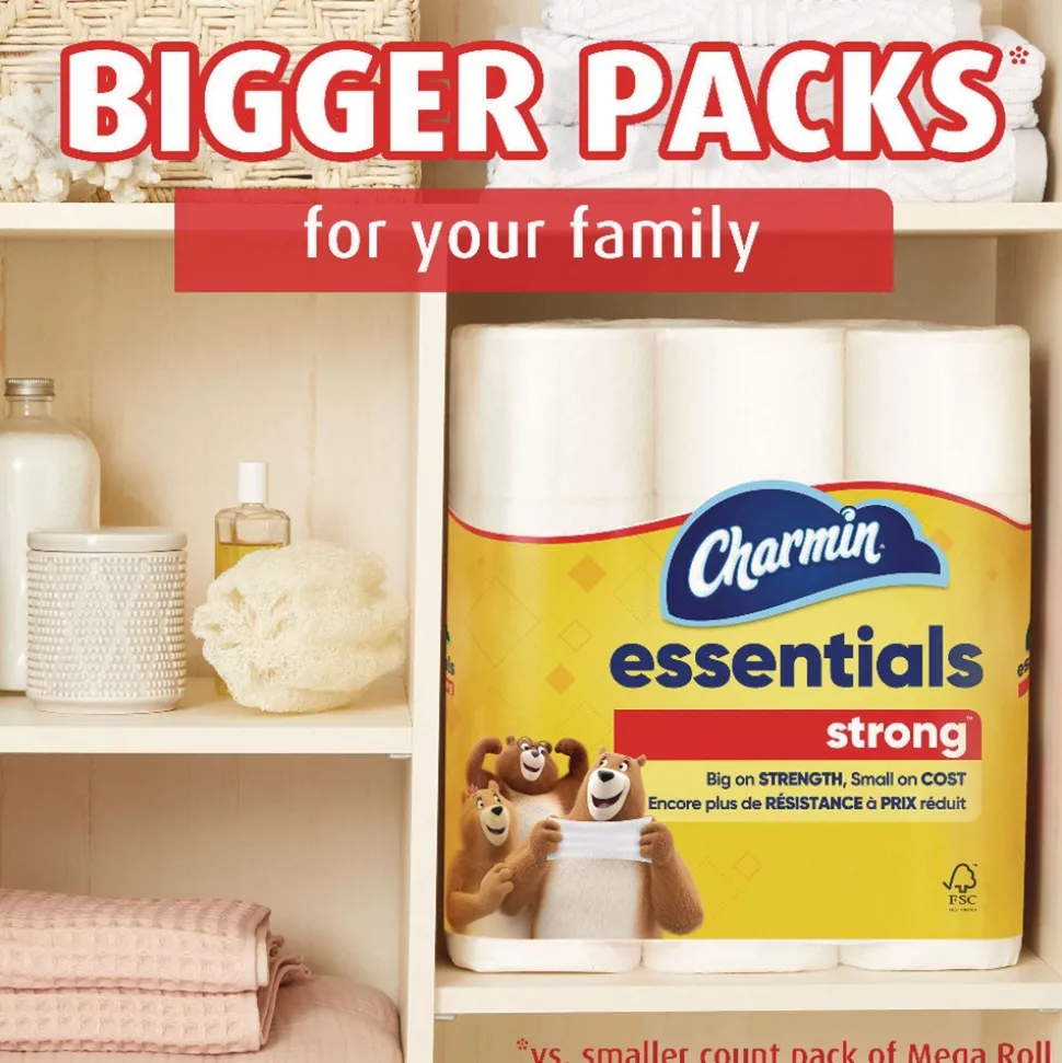 Charmin Essentials Strong 1-Ply Septic Safe Bathroom Tissue - White (36/Carton)