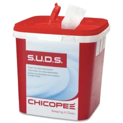 Chicopee 7.5 in. x 7.5 in. x 8 in. S.U.D.S Bucket with Lid - Red/White (6/Carton)
