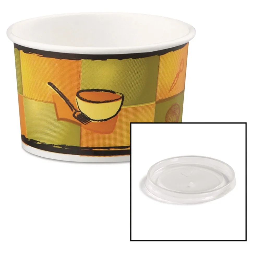 Chinet 70408 8 oz. - 10 oz. Streetside Paper Food Container with Plastic Lid (250/Carton)