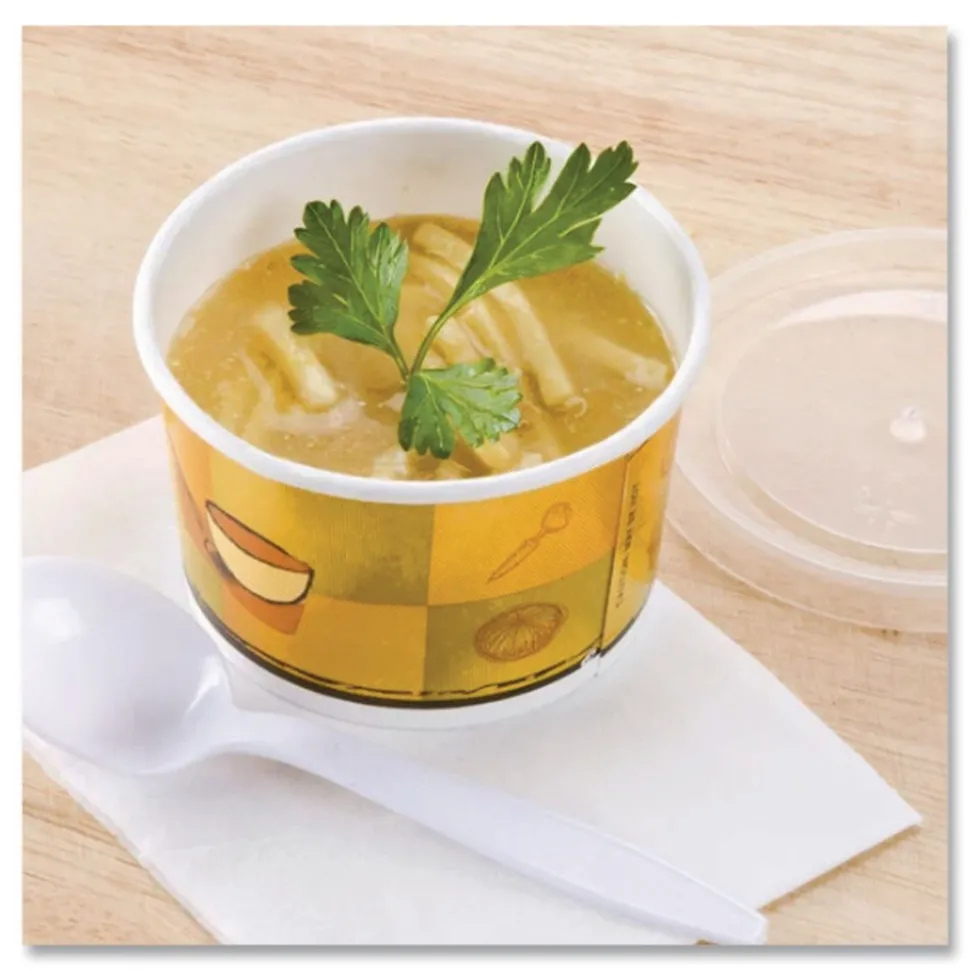 Chinet 70408 8 oz. - 10 oz. Streetside Paper Food Container with Plastic Lid (250/Carton)