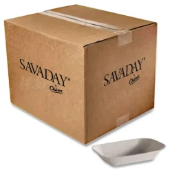 Chinet 10403 5 x 7 Savaday Molded Fiber Paper Food Tray - Beige (1000/Carton)