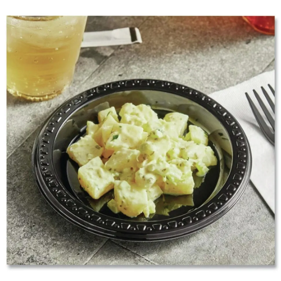 Chinet 9 in. Diameter Heavyweight Plastic Plates - Black (500/Carton)