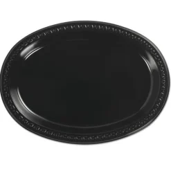 Chinet 8 in. x 11 in. Heavyweight Plastic Platters - Black (250/Carton)