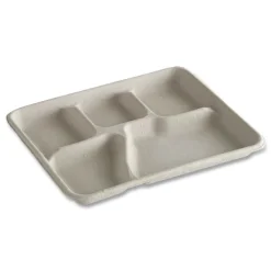 Chinet Savaday 250/Carton 10.5 in. dia., 5-Compartment, Molded Fiber Dinnerware - White