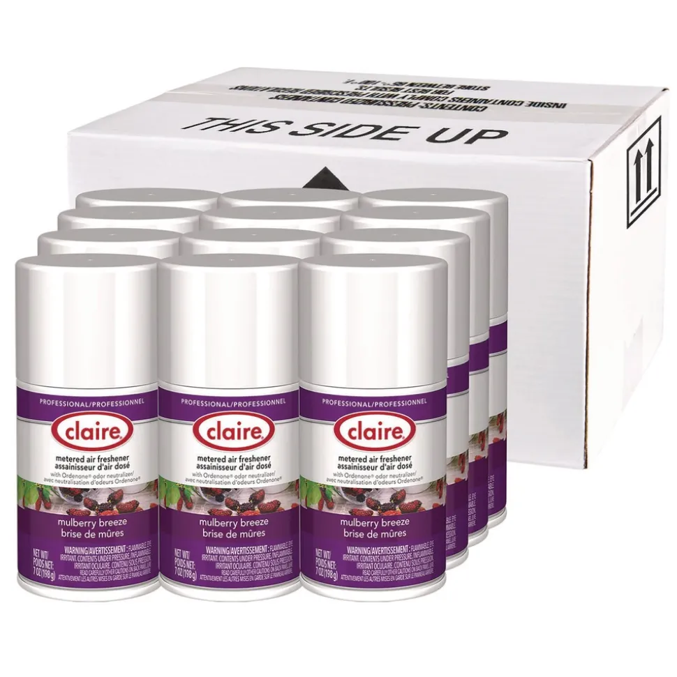 Claire 1000003935 7 oz. Aerosol Spray Metered Air Freshener - Mulberry Scent (12/Carton)