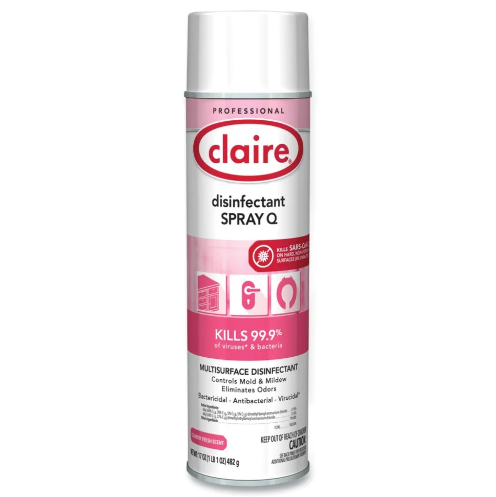 Claire 17 oz. Aerosol Spray Q Disinfectant - Country Fresh Scent (12/Carton)