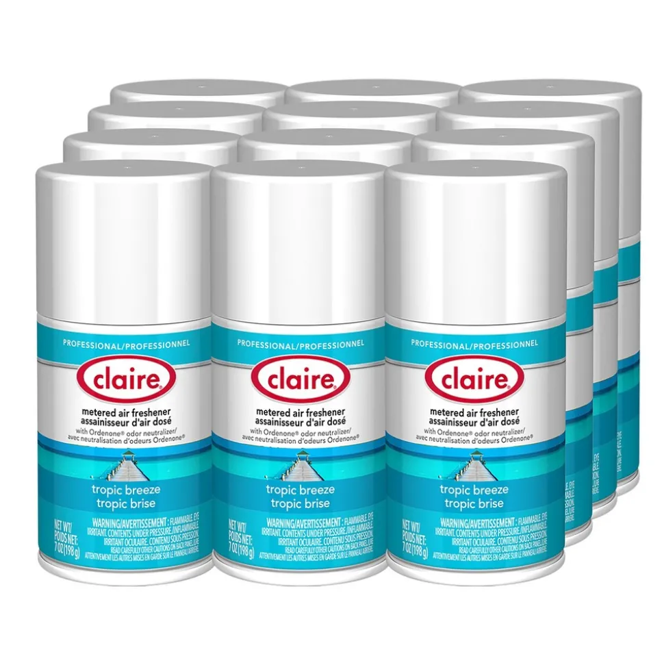 Claire 7 oz. Aerosol Spray Metered Air Freshener - Tropic Breeze (12/Carton)