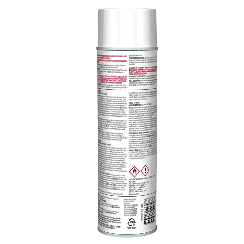 Claire 12 oz. Aerosol Spray Aerosol Air Freshener and Deodorizer - Lemongrass Citronella (1/Carton)