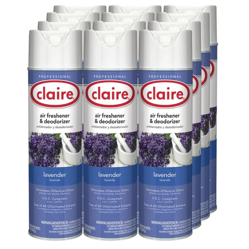 Claire 10 oz. Aerosol Spray Aerosol Air Freshener and Deodorizer - Lavender (1/Carton)