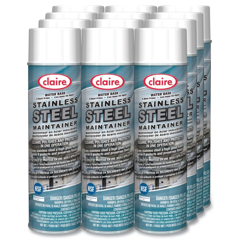 Claire 16 oz. Aerosol Spray Stainless Steel Maintainer - Lemon Scent (12/Carton)