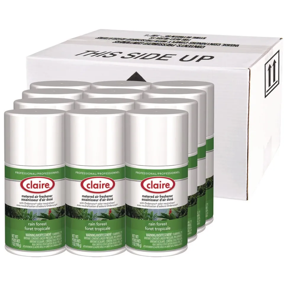 Claire 11 oz. Aerosol Spray Metered Air Freshener - Rain Forest (12/Carton)