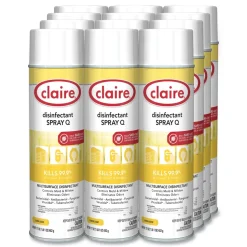 Claire 17 oz. Aerosol Spray Spray Q Disinfectant - Lemon Scent (12/Carton)