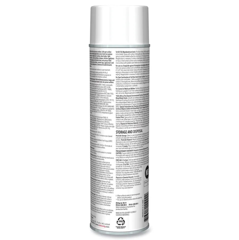 Claire 17 oz. Aerosol Spray Spray Q Disinfectant - Lemon Scent (12/Carton)