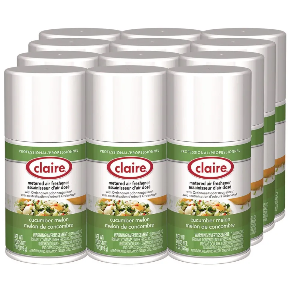 Claire 7 oz. Aerosol Spray Metered Air Freshener - Cucumber Melon Scent (12/Carton)