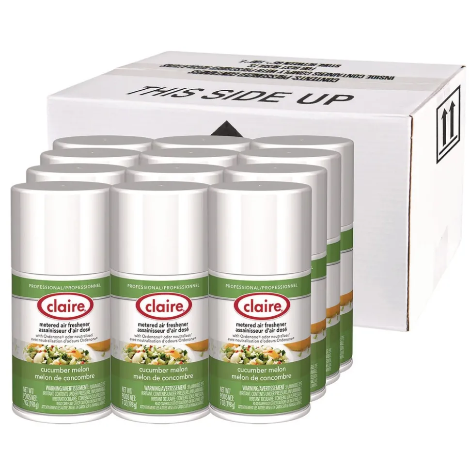 Claire 7 oz. Aerosol Spray Metered Air Freshener - Cucumber Melon Scent (12/Carton)