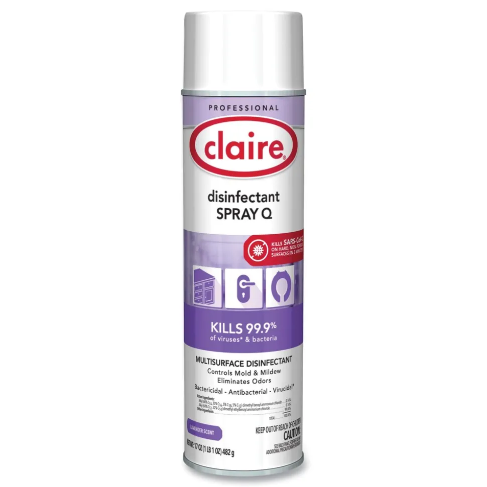 Claire 17 oz. Aerosol Spray Q Disinfectant - Lavender Scent (12/Carton)