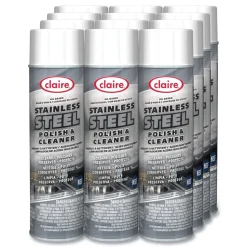 Claire CL841 15 oz. Aerosol Spray Stainless Steel Polish and Cleaner - Lemon Scent (12/Carton)