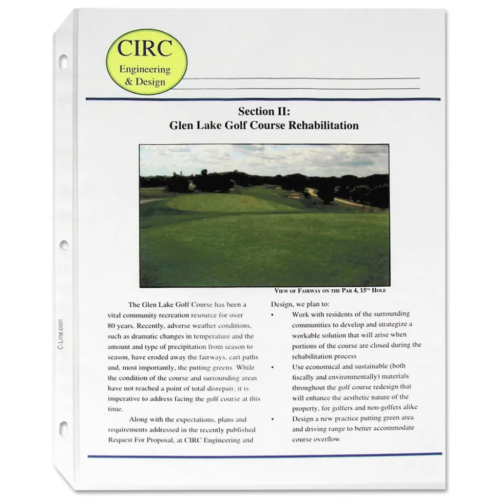 C-Line 3-Hole Punched Top Load 8.5 in. x 11 in. Insert Medium-Duty Polypropylene Sheet Protectors - Nonglare Clear Front (50/Box)