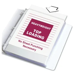 C-Line 3-Hole Punched Top Load 8.5 in. x 11 in. Insert Heavy-Duty Polypropylene Sheet Protectors - Clear Front (100/Box)