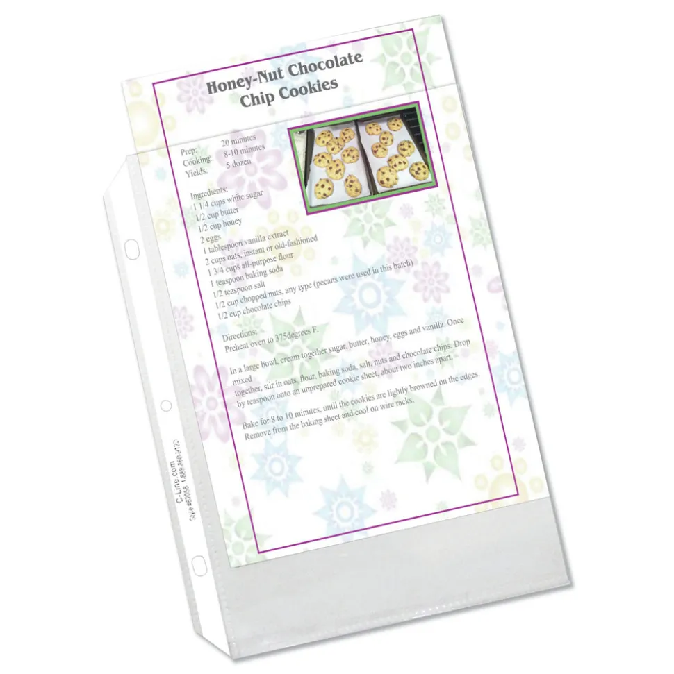 C-Line 3-Hole Punched Top Load 5.5 in. x 8.5 in. Insert Heavy-Duty Polypropylene Sheet Protectors - Clear Front (50/Box)