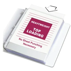 C-Line 3-Hole Punched Top Load 8.5 in. x 11 in. Insert Heavy-Duty Polypropylene Sheet Protectors - Clear Front (50/Box)