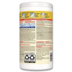 Clorox 7 in. x 8 in. 1-Ply Disinfecting Wipes - Lemon Fresh, White (75/Canister, 6/Carton)