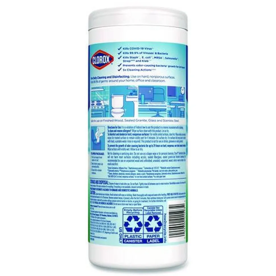 Clorox 7 in. x 8 in. 1-Ply Disinfecting Wipes - Fresh Scent, White (35/Canister)