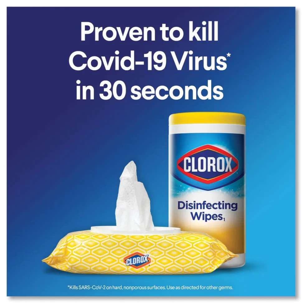 Clorox 7 in. x 8 in. 1-Ply Disinfecting Wipes - Fresh Scent/Citrus Blend, White (35/Canister, 3 Canisters/Pack)