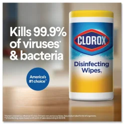 Clorox 7 in. x 8 in. 1-Ply Disinfecting Wipes - Fresh Scent/Citrus Blend, White (35/Canister, 3 Canisters/Pack)