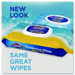 Clorox 8 in. x 7 in. 1-Ply Easy Pull Pack Disinfecting Wipes - Lemon Scent White (6 Boxes/Carton)