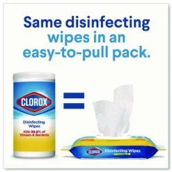 Clorox 8 in. x 7 in. 1-Ply Flex Pack Disinfecting Cleaning Wipes - Fresh Scent White (6/Carton)