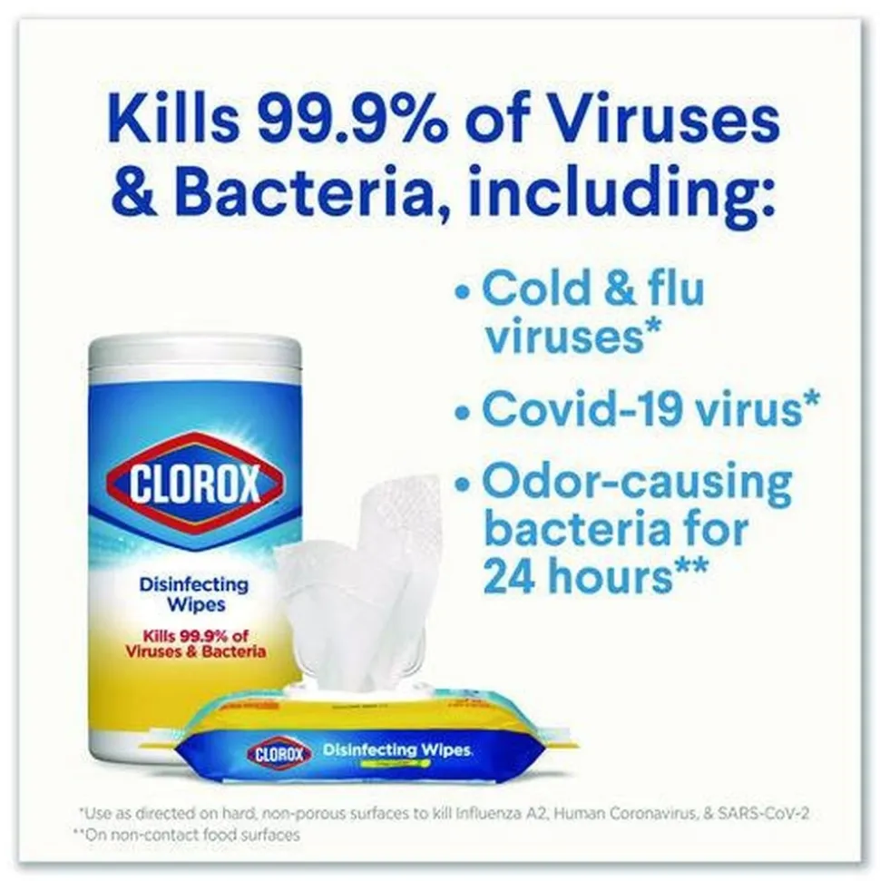 Clorox 8 in. x 7 in. 1-Ply Flex Pack Disinfecting Cleaning Wipes - Fresh Scent White (6/Carton)