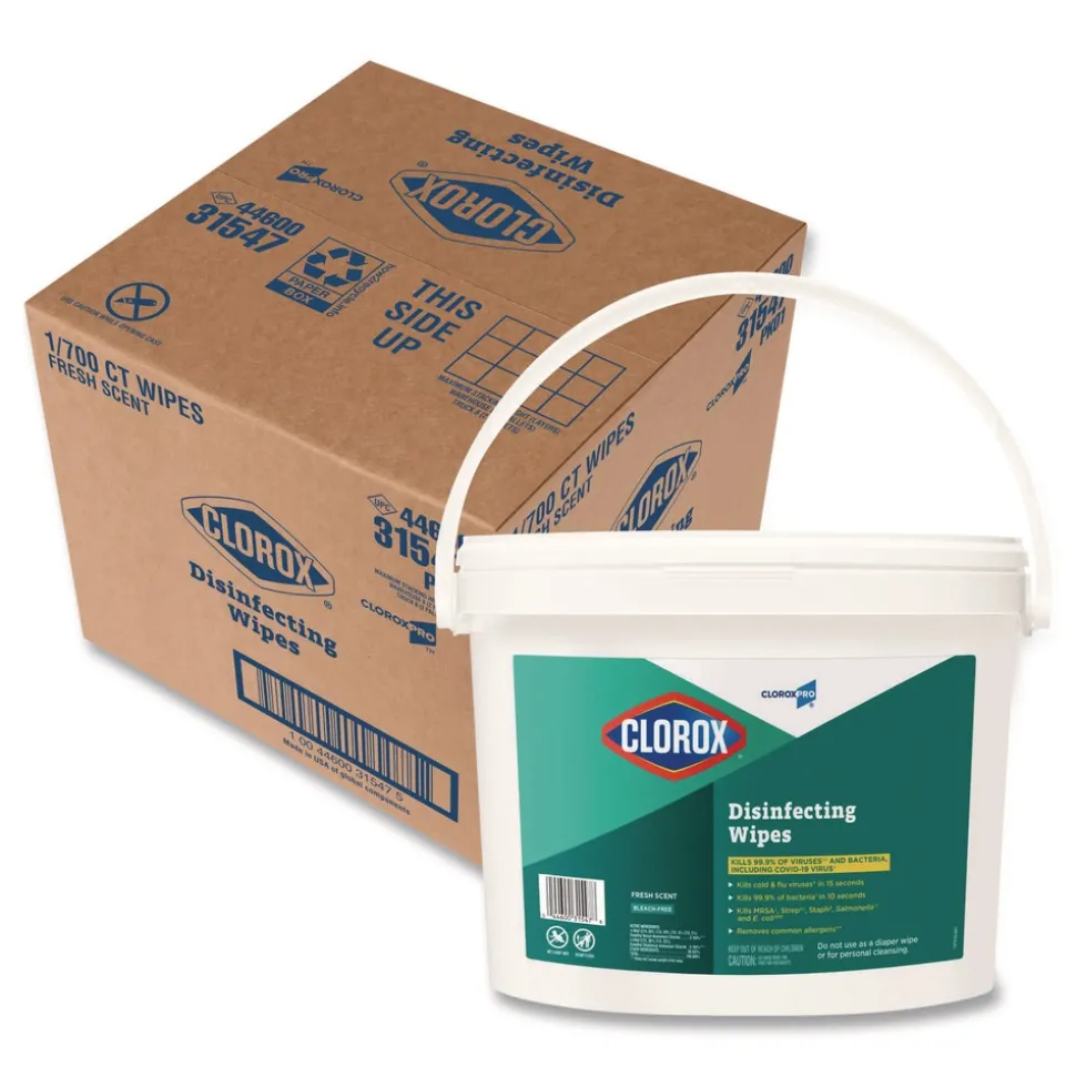 Clorox 1 Ply 7 in. x 8 in. Fresh Scent Disinfecting Wipes - White (1/Carton)