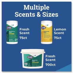 Clorox 1 Ply 7 in. x 8 in. Fresh Scent Disinfecting Wipes - White (1/Carton)