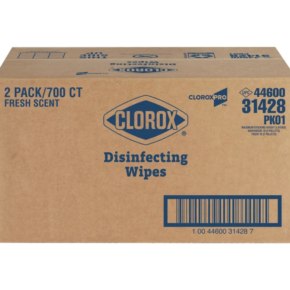 Clorox 1 Ply 7 in. x 8 in. Fresh Scent Disinfecting Wipes - White (2/Carton)