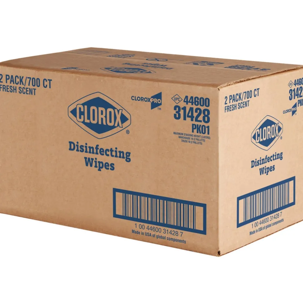 Clorox 1 Ply 7 in. x 8 in. Fresh Scent Disinfecting Wipes - White (2/Carton)